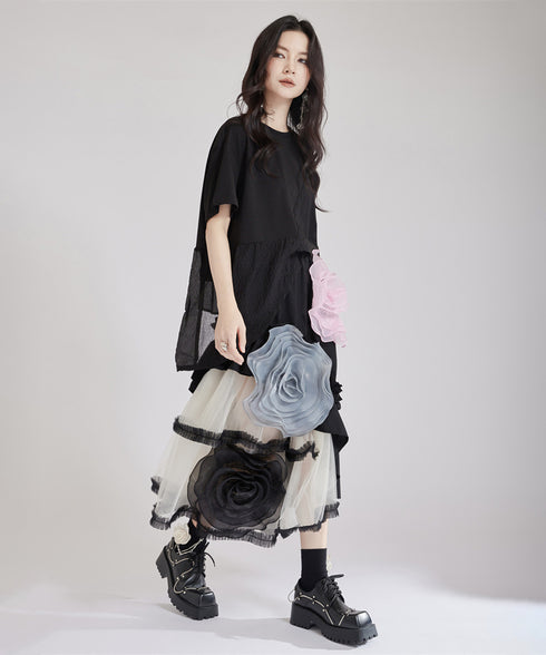 Big Flower See-Through Skirt